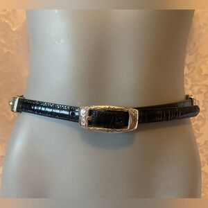 Reversible Brighton Leather Belt With Stainless Steel Accents, Small